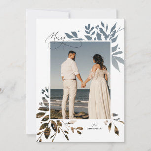 Winter Greenery Cutout Holiday Foto Card Feiertagskarte