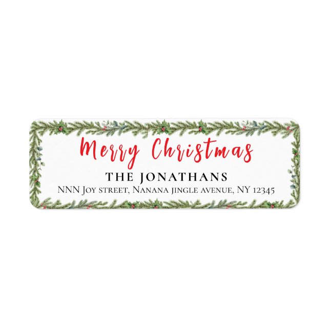  Winter Greenery Elegant Christmas Return Address (Vorne)