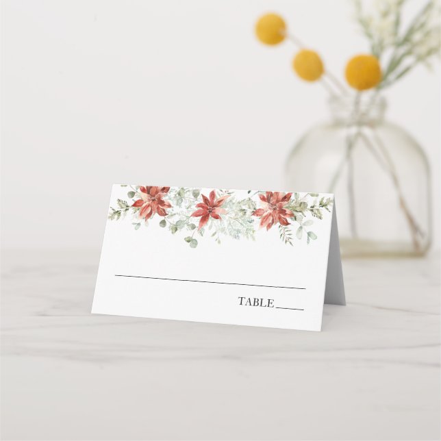 Winter Greenery Elegante Weihnachtsnachtsnacht Pla Platzkarte (Vorderseite)