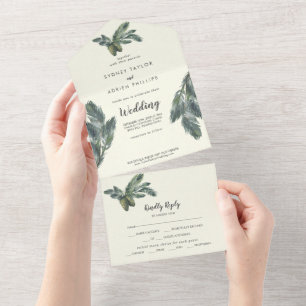 Winter Greenery   Elfenbeinhochzeit All In One Einladung