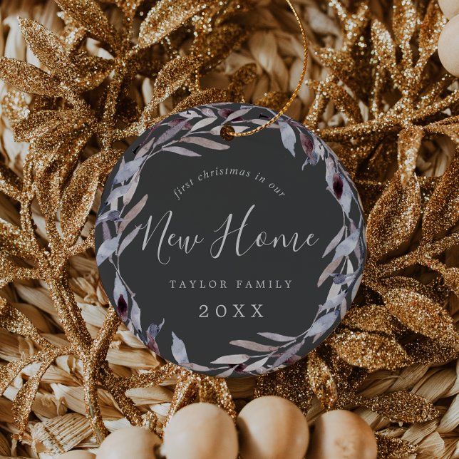 Winter Greenery Erste Weihnachtsfeier Neues Zuhaus Keramik Ornament (Von Creator hochgeladen)