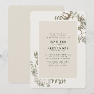 Winter Greenery Floral Elfenbein Hochzeit Einladung