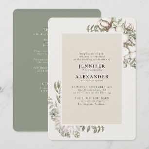 Winter Greenery floral Green UAWG QR Code Hochzeit Einladung