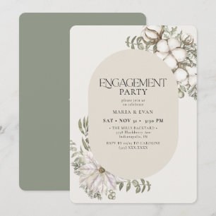Winter Greenery Floral Oval Engagement Party Einladung