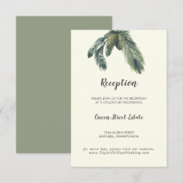 Winter Greenery | Hochzeitsempfang für Elfenbein Begleitkarte