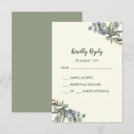 Winter Greenery | Ivory Simple Wedding RSVP Card Karte