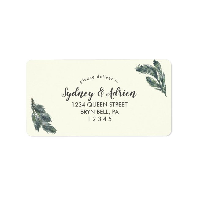 Winter Greenery | Ivory Wedding RSVP-Adresse Adressaufkleber (Vorne)