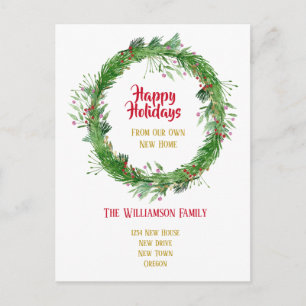 Winter Greenery Neue Zuhause Happy Holidays Postkarte