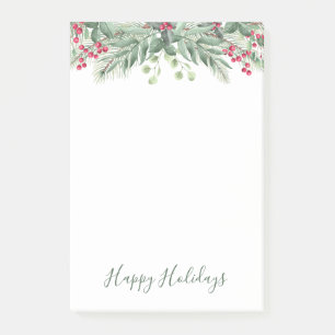 Winter Greenery Pine Red Berry Post-it Notes Klebezettel