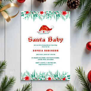 Winter Greenery Santa Baby Weihnachtsdusche Einladung
