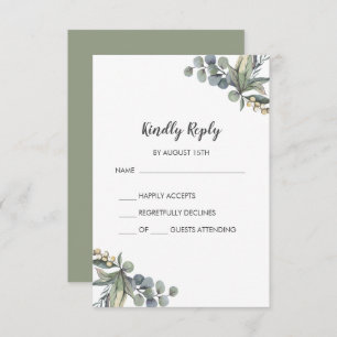 Winter Greenery Simple Mariage Carte RSVP