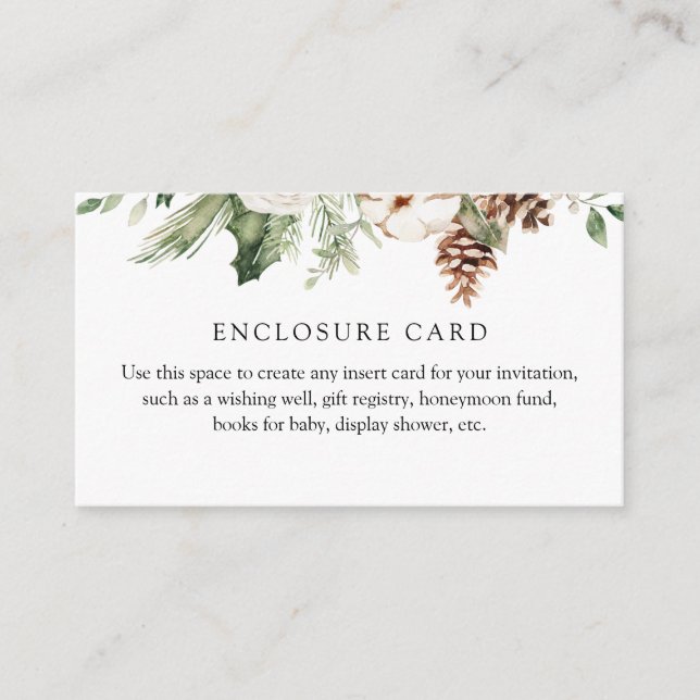 Winter Greenery und Pinecone Custom Enclosure Card Begleitkarte (Vorderseite)