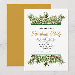 Winter Greenery Urlaub Weihnachten Party Einladung