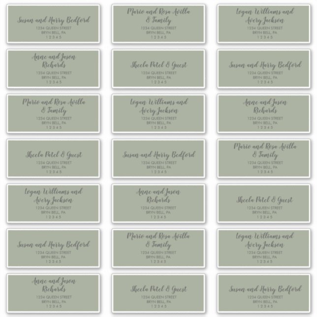 Winter Greenery Wedding Guest Address Labels (Vorderseite)