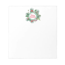 Winter Greenery Wreath Frohe Weihnachten Notizblock