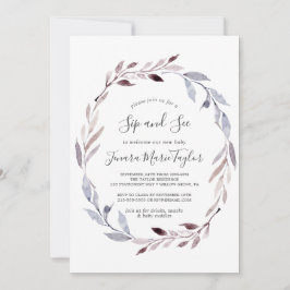 Winter Greenery Wreath Sip and See Einladung