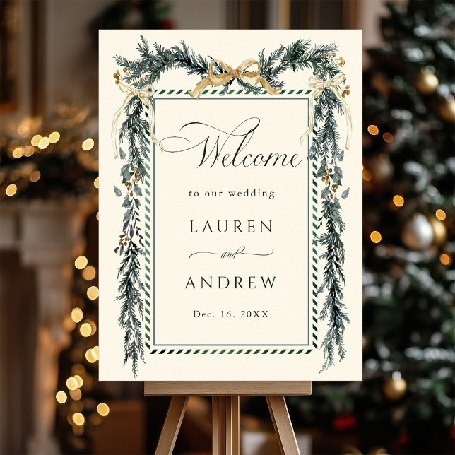 Winter Greens Garland Wedding Welcome Ivory Poster (Von Creator hochgeladen)