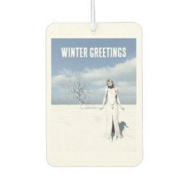 Winter Greetings. Female elf walking in the snow  Autolufterfrischer