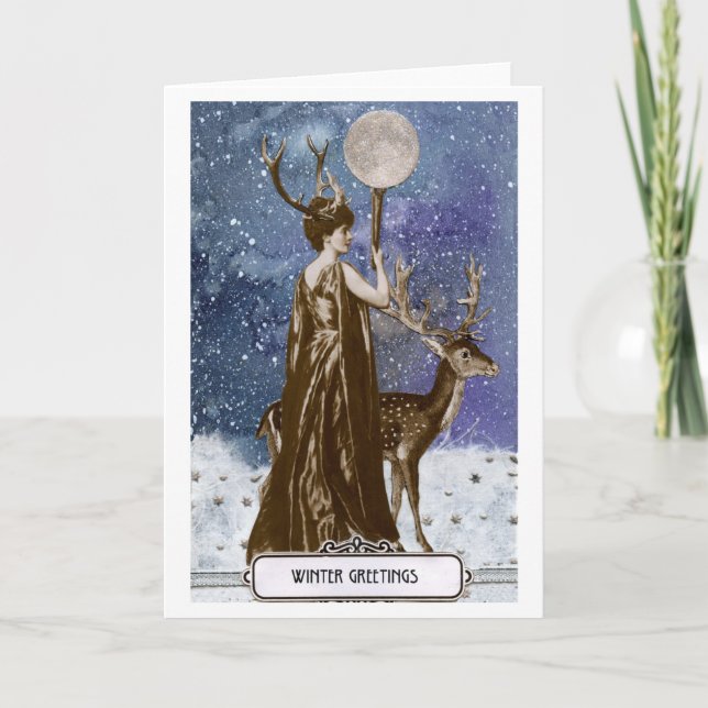 Winter Greetings Goddess Karte (Vorderseite)
