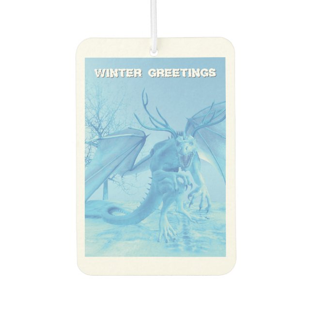 Winter Greetings. Ice dragon with antlers Autolufterfrischer (Vorderseite)