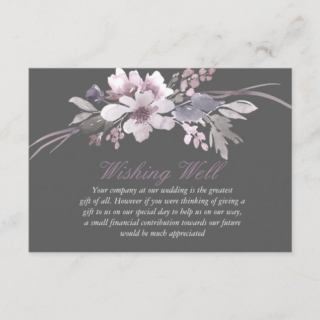 Winter Grey Floral Hochzeit wünschend gut Begleitkarte (Vorderseite)