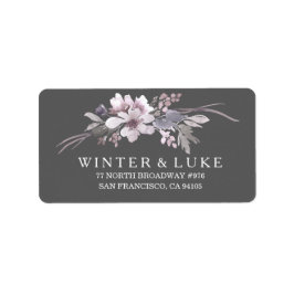 Winter Grey Floral Wedding Address Label Adressaufkleber
