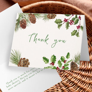 Winter-Grün-Babyshower-Dankeskarte Dankeskarte
