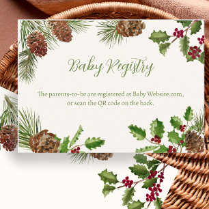 Winter-Grün-Babyshower-Wunschliste Begleitkarte