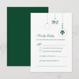 Winter Grüne Weihnachtsbaumschmuck Hochzeit RSVP Karte