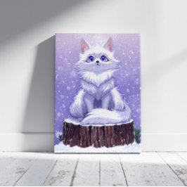 Winter Guardian :Whimsical Arctic Fox wildlife  Leinwanddruck
