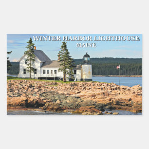 Winter-Hafen-Leuchtturm, Maine-Aufkleber Rechteckiger Aufkleber