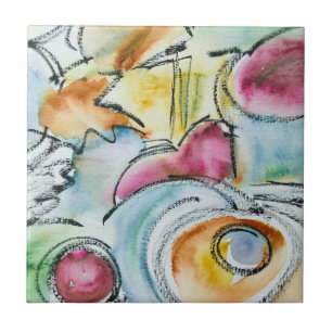 Winter-Handbemalte abstrakte Aquarellmalerei Fliese