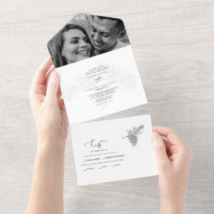 Winter handGezeichnet zwei Foto Hochzeit alles in All In One Einladung