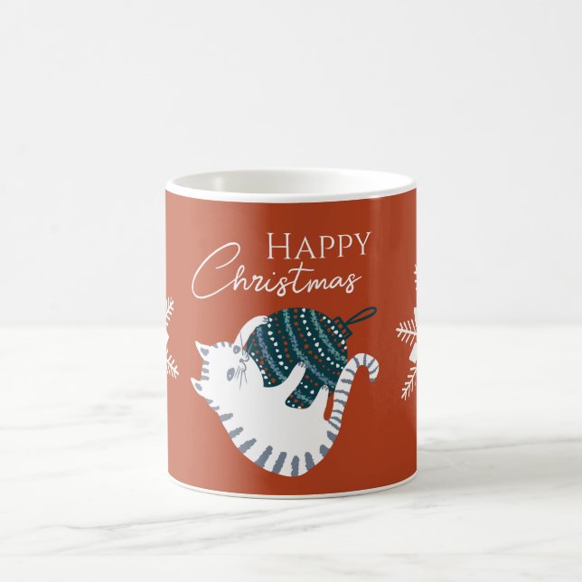 Winter Happy Christmas Toy Cat Gift  Kaffeetasse (Mittel)