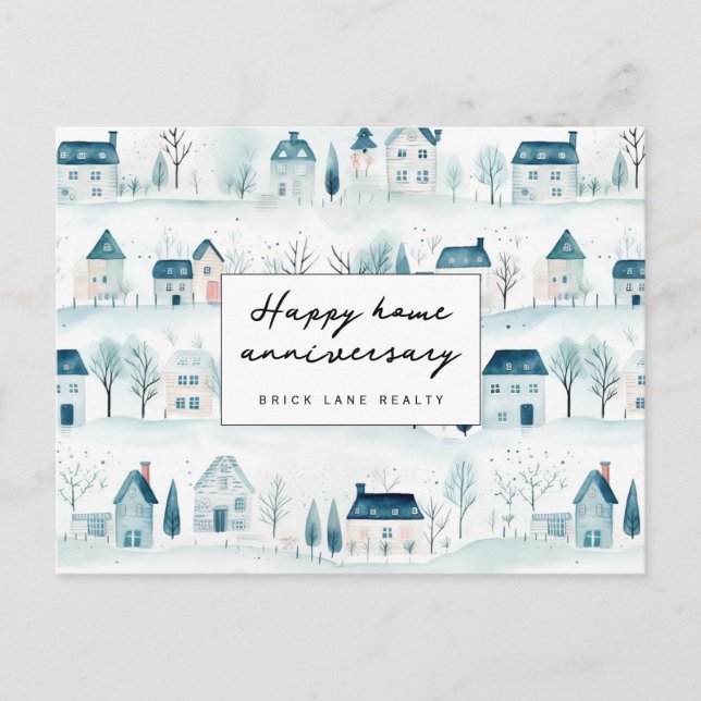 Winter Happy Zuhause Jubiläum Realty Postcard Postkarte (Vorderseite)