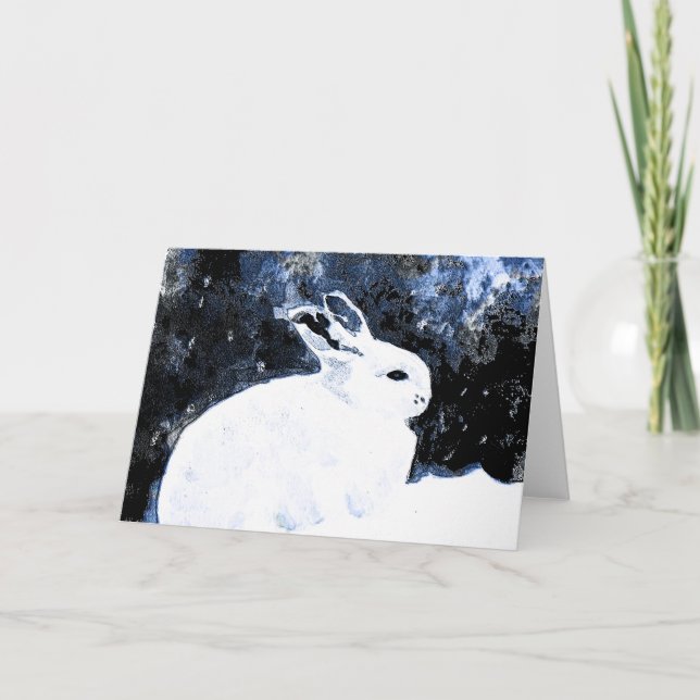 Winter Hare Greeting Card Feiertagskarte (Vorderseite)