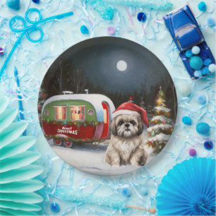 Winter Havanese Caravan Weihnachtsabenteuer Pappteller