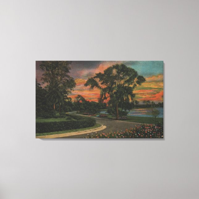 Winter Haven, Florida - Sonnenuntergang Aussicht a Leinwanddruck (Vorderseite)