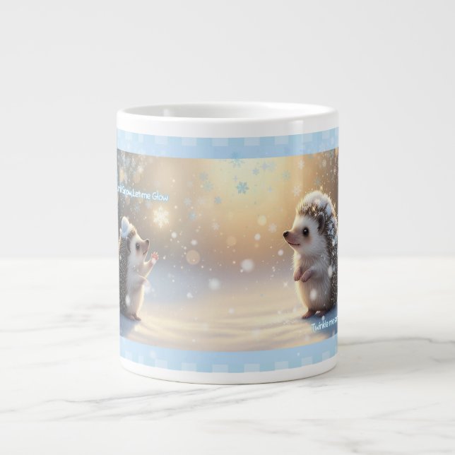Winter Hedgehog Mug – Cute Snowflake  Jumbo-Tasse (Vorderseite)