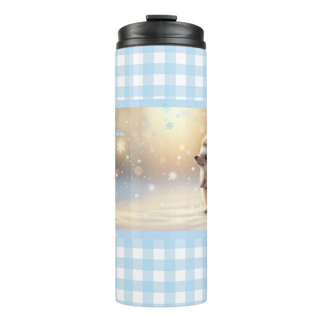 Winter Hedgehog Mug – Cute Snowflake  Thermosbecher (Vorderseite)