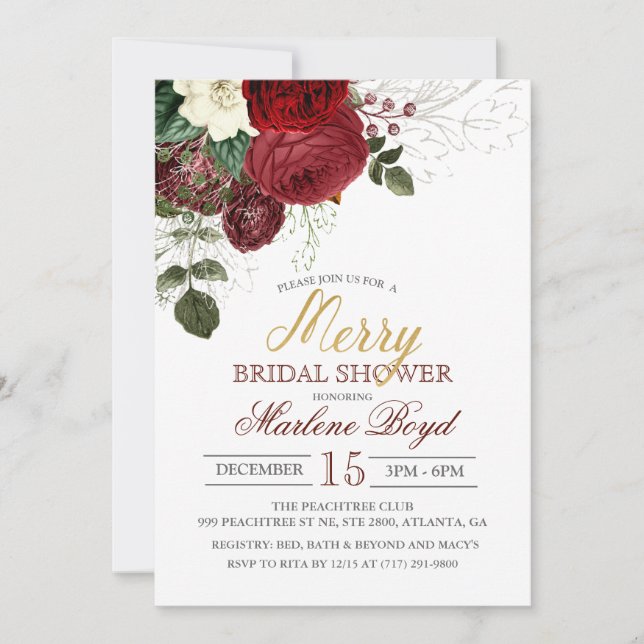 Winter Herbst Holiday Bridal Dusche Einladung (Vorderseite)