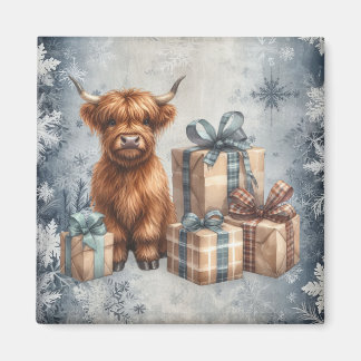 Winter Highland-Kuh Blaue Geschenke Magnet