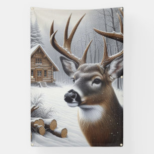 Winter Hirsch/Bock Kunst Banner