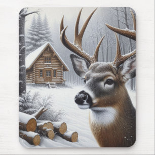Winter Hirsch/Bock Kunst Mousepad