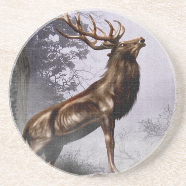 Winter-Hirsch Getränkeuntersetzer (Vorne)