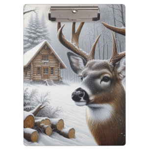 Winter-Hirsch/Hirschbock-Kunst Klemmbrett