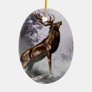 Winter-Hirsch Keramikornament