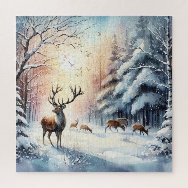 Winter-Hirsch-Puzzle (Vertikal)