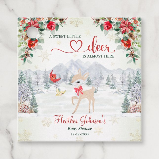 Winter Hirsch Weihnachtsschneeflocke Kinderdusche Geschenkanhänger (Vorderseite)