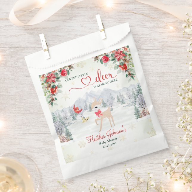 Winter Hirsch Weihnachtsschneeflocke Kinderdusche Geschenktütchen (Ausgeschnitten)